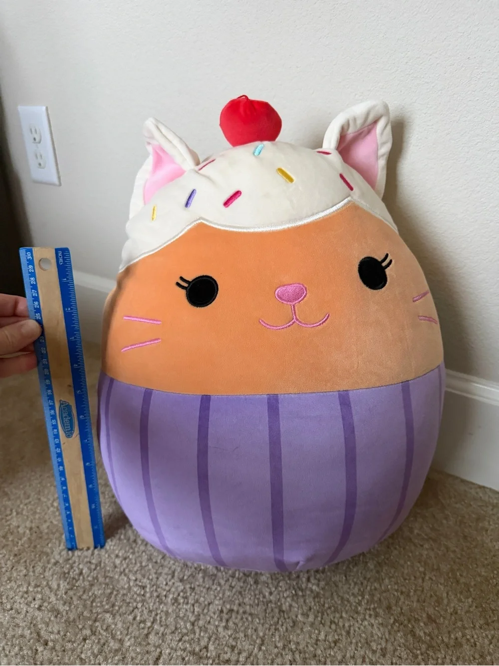 Squishmallows Miriam 16” Cat Cupcake Pet Toy - Cream, Orange & Purple